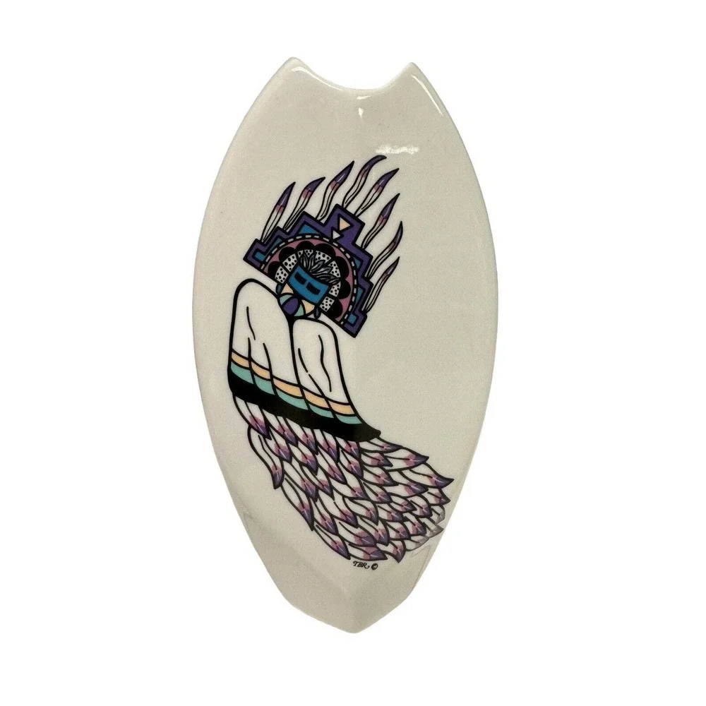 Vintage Native American Dancer White‎ Tulip Vase